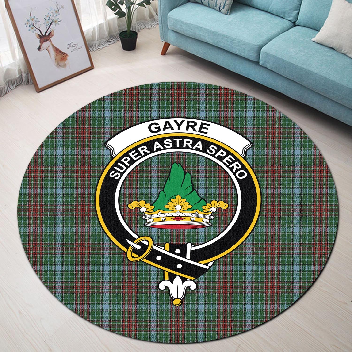 gayre-tartan-round-rug-with-family-crest