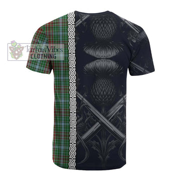 Gayre Tartan Cotton T-shirt with Family Crest Cross Sword Thistle Celtic Vibes