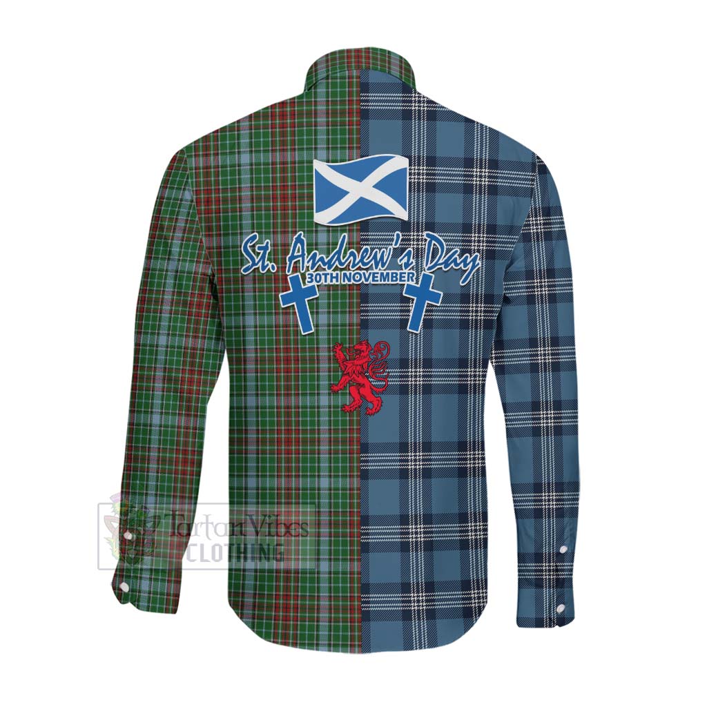 Tartan Vibes Clothing Gayre Tartan Long Sleeve Button Shirt Happy St. Andrew's Day Half Tartan Style