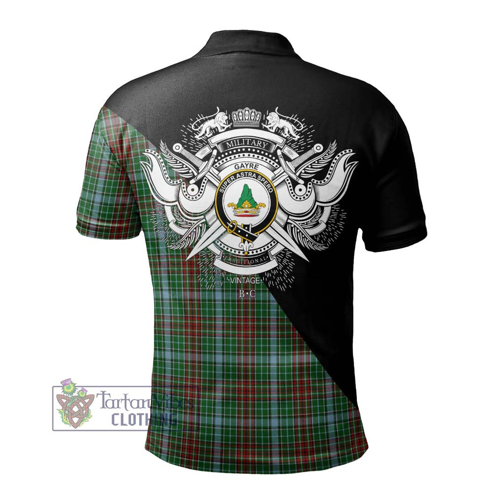 Gayre Tartan Polo Shirt with Family Crest and Military Logo Style - Tartanvibesclothing Shop