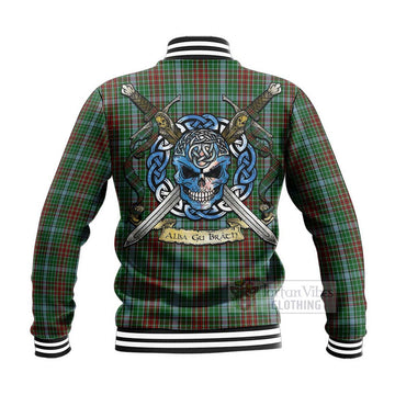 Gayre Tartan Baseball Jacket with Family Crest Celtic Skull Style