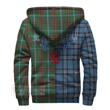 Gayre Tartan Sherpa Hoodie Happy St. Andrew's Day Half Tartan Style