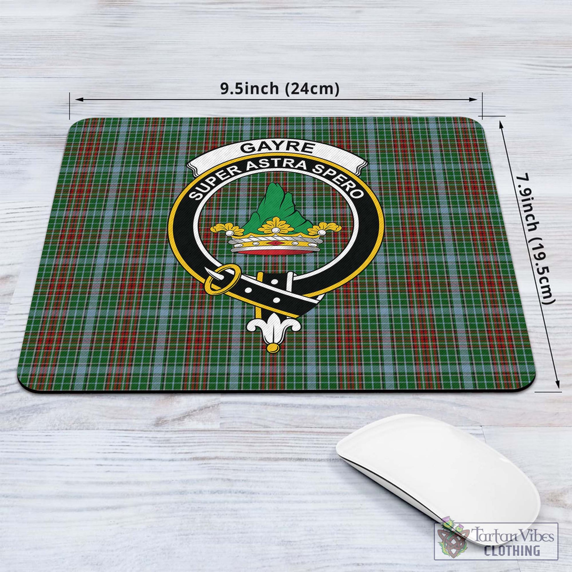 Tartan Vibes Clothing Gayre Tartan Mouse Pad with Family Crest