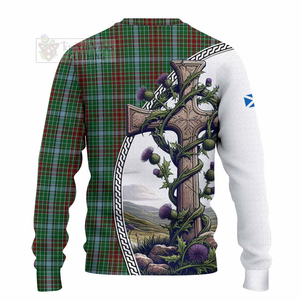 Tartan Vibes Clothing Gayre Tartan Knitted Sweater with Family Crest and St. Andrew's Cross Accented by Thistle Vines