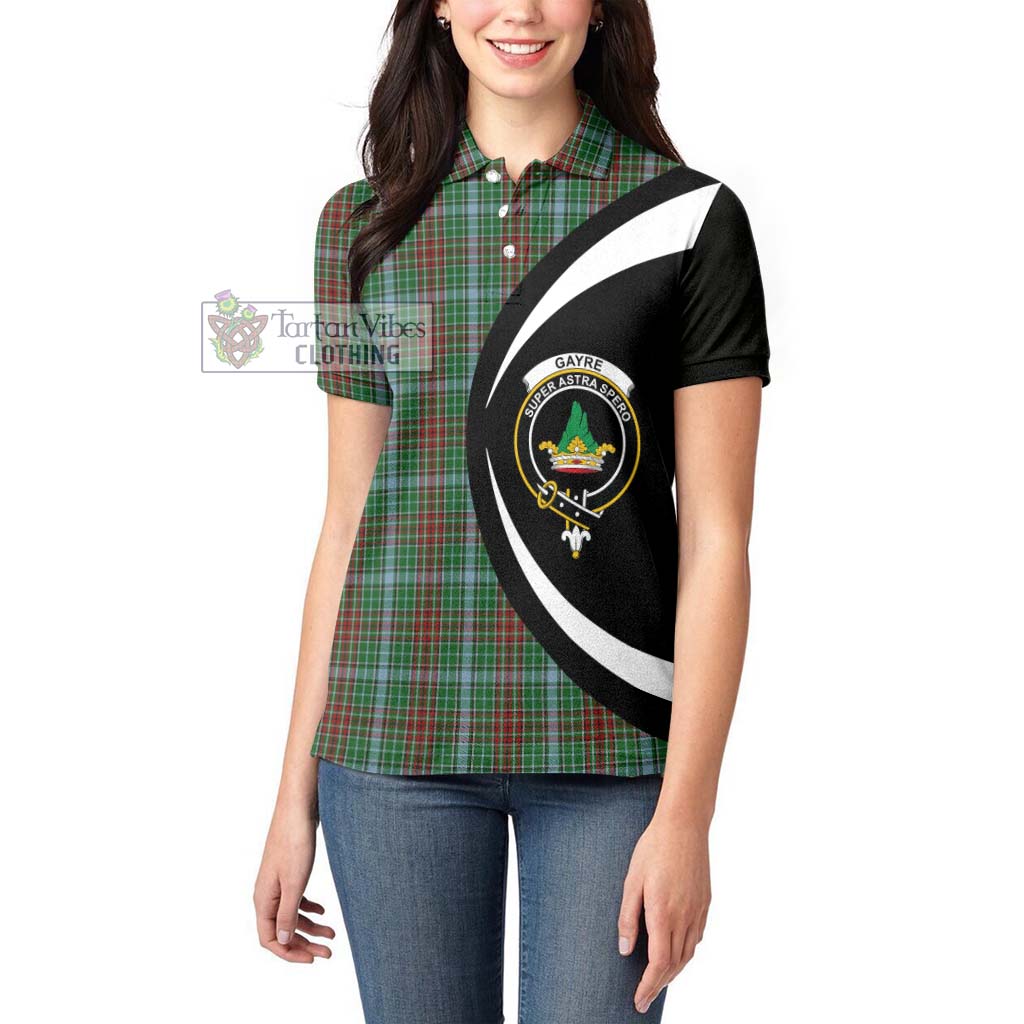 Tartan Vibes Clothing Gayre Tartan Women's Polo Shirt with Family Crest Circle Style