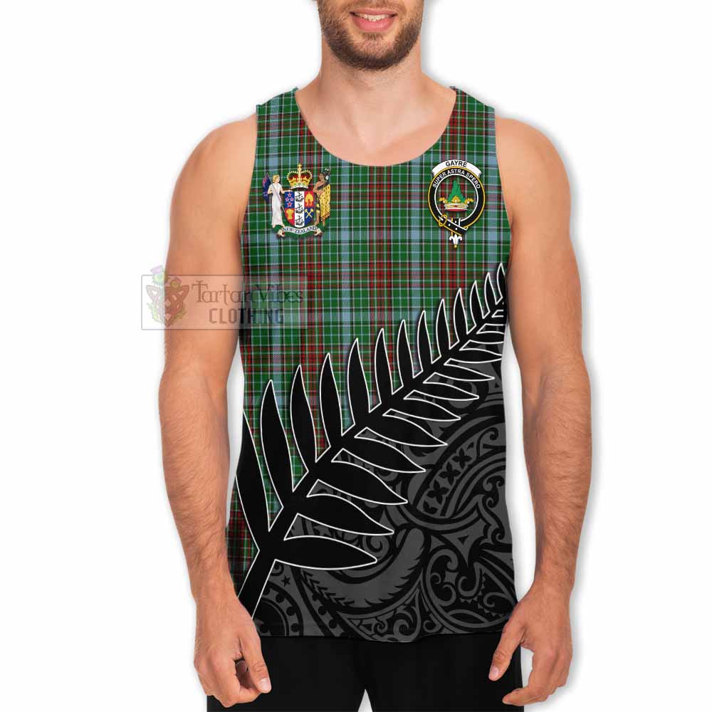 Tartan Vibes Clothing Gayre Crest Tartan Men's Tank Top with New Zealand Silver Fern Half Style