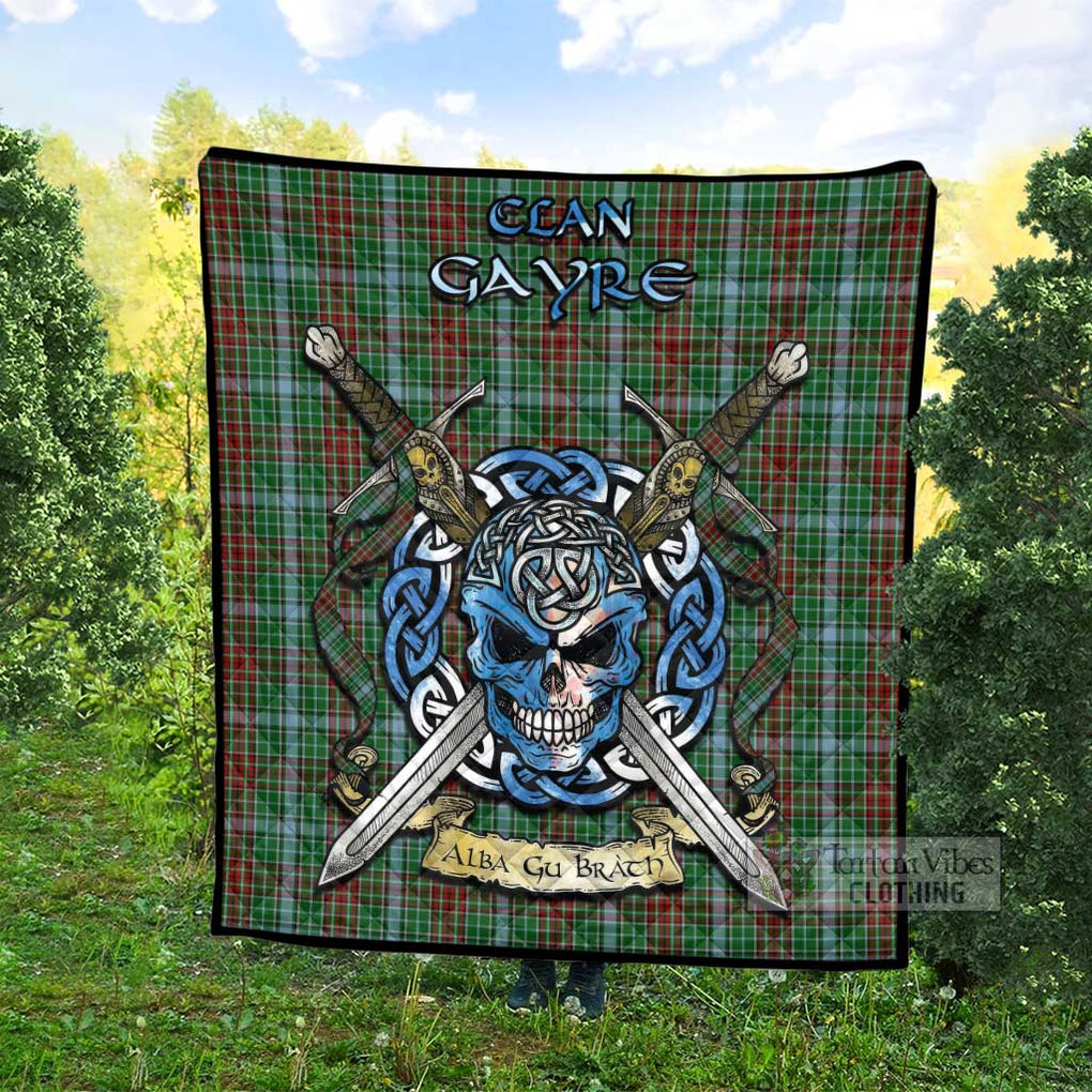 Tartan Vibes Clothing Gayre Tartan Quilt with Celtic Skull Alba Gu Brath Style