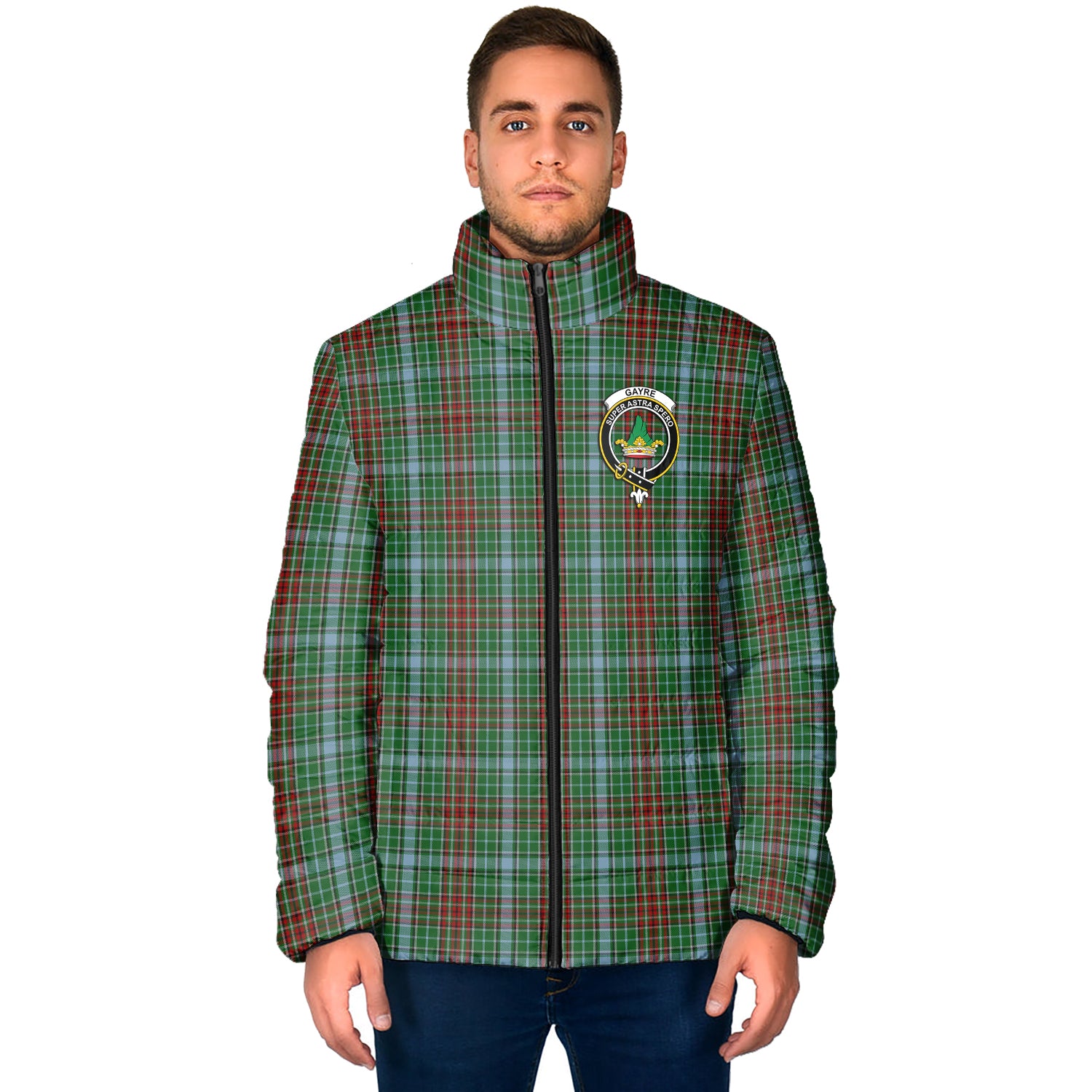 Gayre Tartan Padded Jacket with Family Crest - Tartan Vibes Clothing