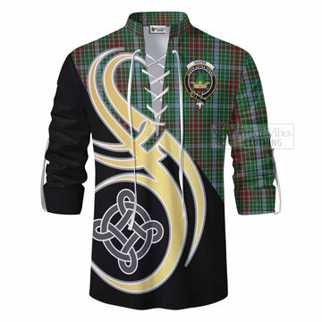 Gayre Tartan Ghillie Kilt Shirt with Family Crest and Celtic Symbol Style