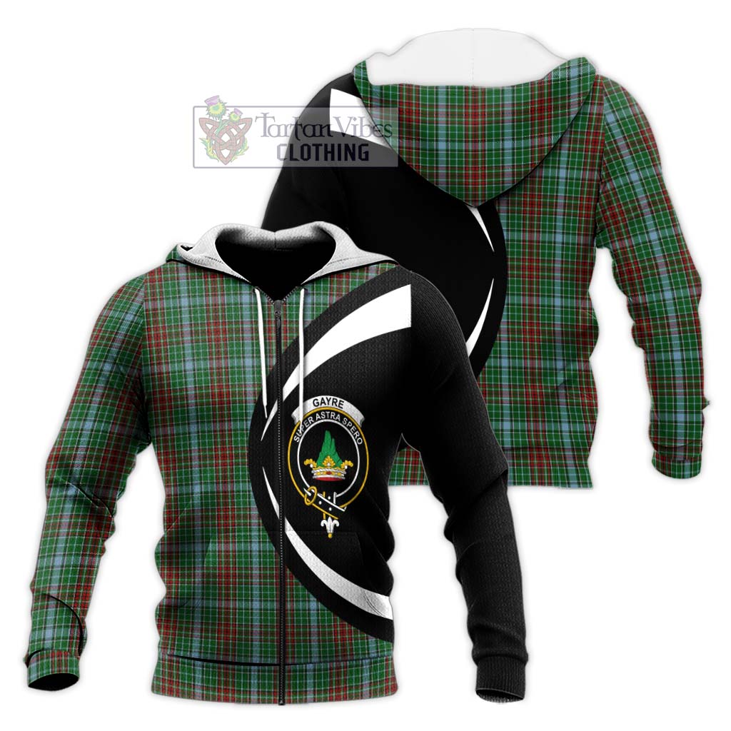 Tartan Vibes Clothing Gayre Tartan Knitted Hoodie with Family Crest Circle Style