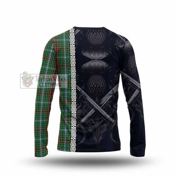 Gayre Tartan Long Sleeve T-Shirt with Family Crest Cross Sword Thistle Celtic Vibes