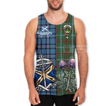 Gayre Tartan Men's Tank Top Happy St. Andrew's Day Half Tartan Style