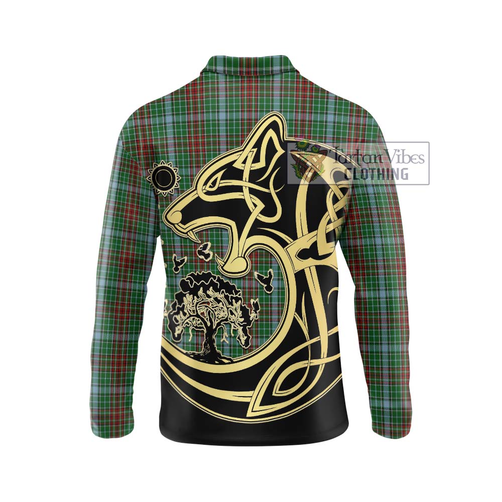 Gayre Tartan Long Sleeve Polo Shirt with Family Crest Celtic Wolf Style - Tartanvibesclothing Shop