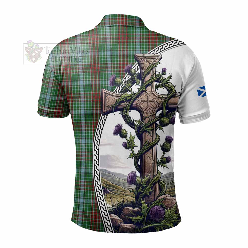 Tartan Vibes Clothing Gayre Tartan Polo Shirt with Family Crest and St. Andrew's Cross Accented by Thistle Vines