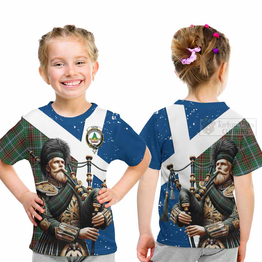 Tartan Vibes Clothing Gayre Tartan Kid T-Shirt with Family Crest Scottish Bagpiper Vibes