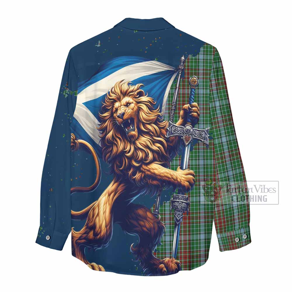 Tartan Vibes Clothing Gayre Tartan Family Crest Women's Casual Shirt with Scottish Majestic Lion