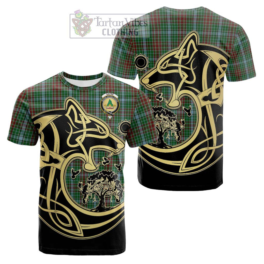 Tartan Vibes Clothing Gayre Tartan Cotton T-shirt with Family Crest Celtic Wolf Style