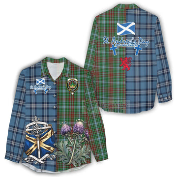 Gayre Tartan Women's Casual Shirt Happy St. Andrew's Day Half Tartan Style