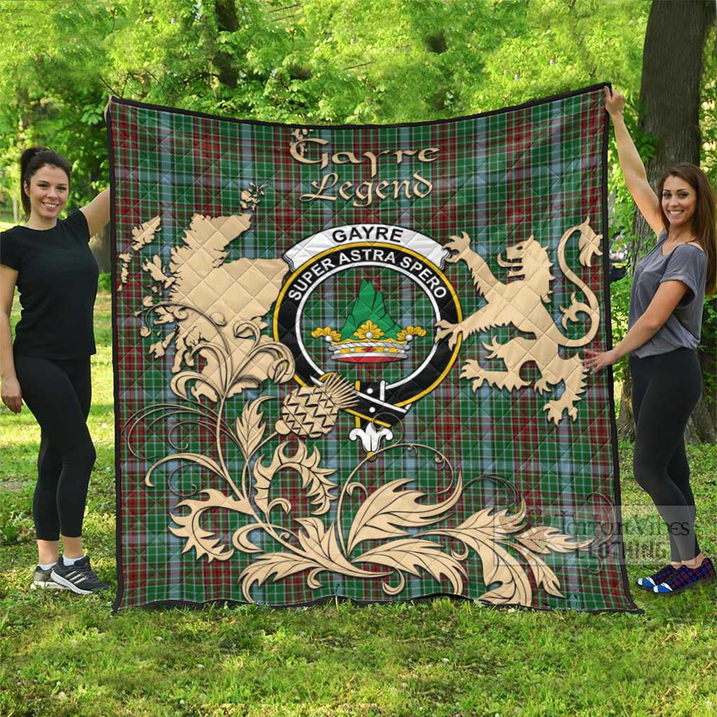 Tartan Vibes Clothing Gayre Tartan Quilt with Family Crest and Scottish Symbol Style