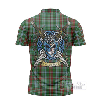 Gayre Tartan Zipper Polo Shirt with Family Crest Celtic Skull Style