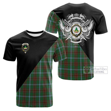 Gayre Tartan Cotton T-shirt with Family Crest and Military Logo Style