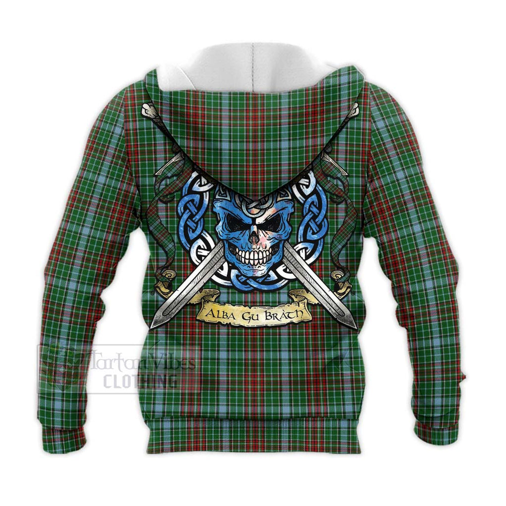 Tartan Vibes Clothing Gayre Tartan Knitted Hoodie with Family Crest Celtic Skull Style