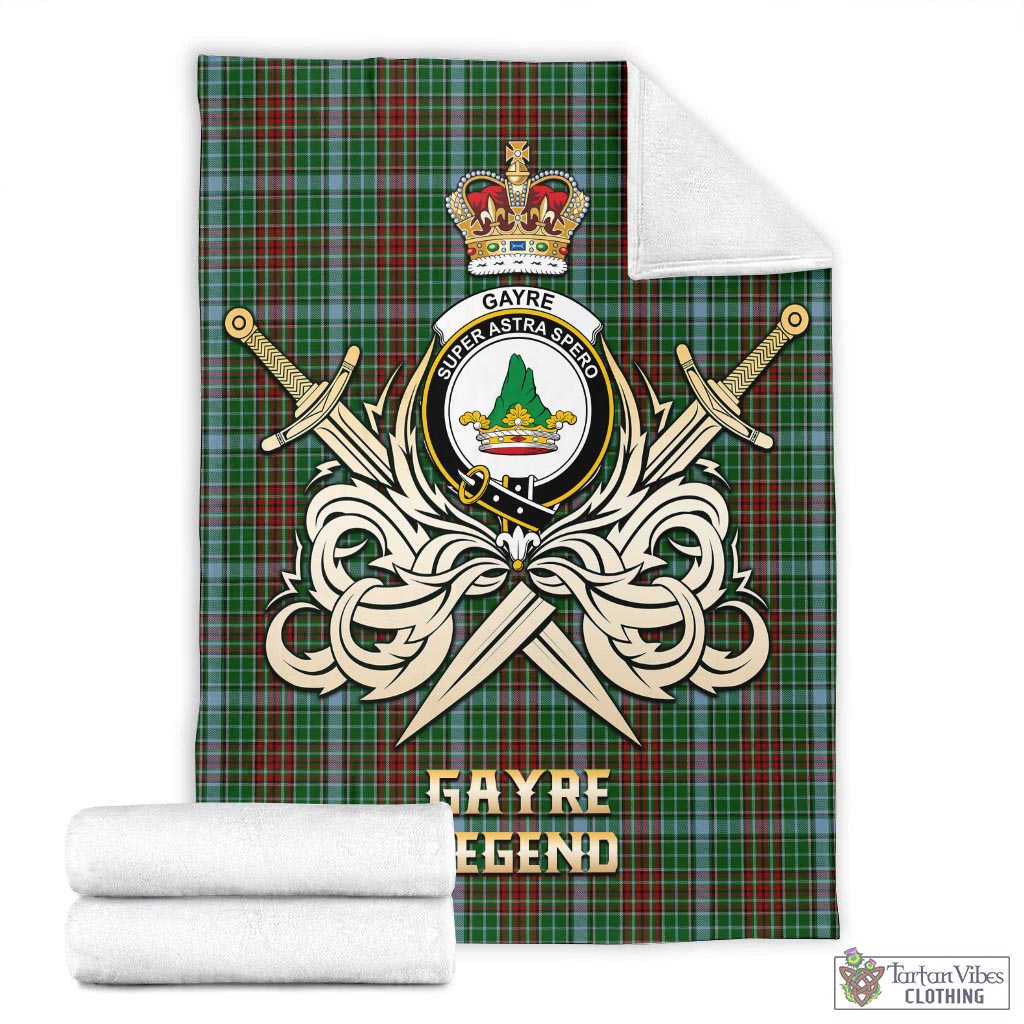 Tartan Vibes Clothing Gayre Tartan Blanket with Clan Crest and the Golden Sword of Courageous Legacy