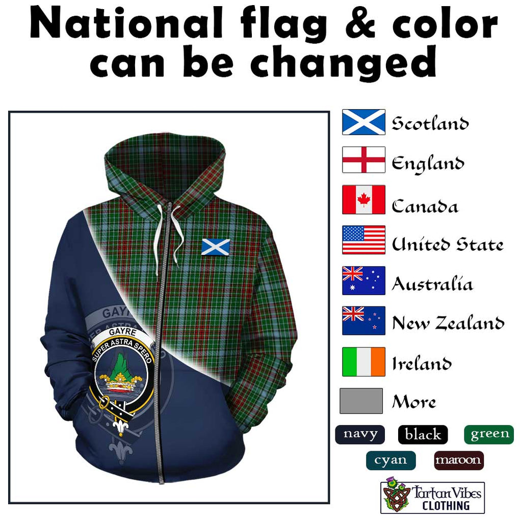 Gayre Tartan Hoodie with Personalised National Flag and Family Crest Half Style - Tartanvibesclothing Shop