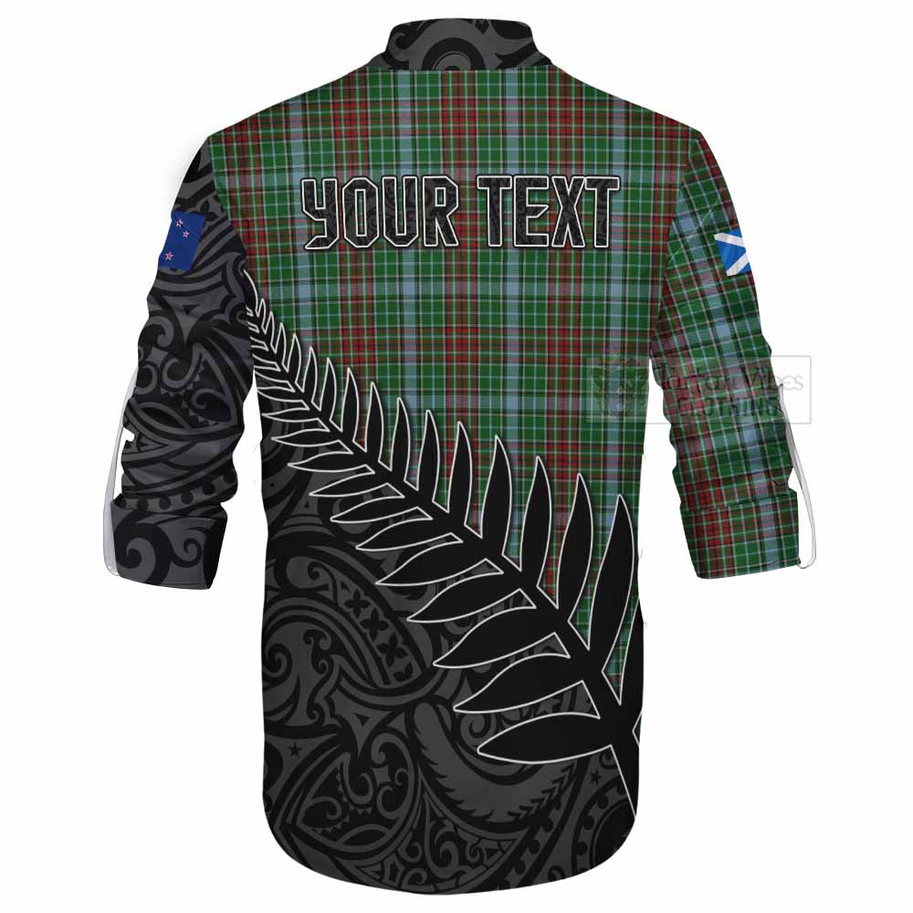 Tartan Vibes Clothing Gayre Crest Tartan Ghillie Kilt Shirt with New Zealand Silver Fern Half Style