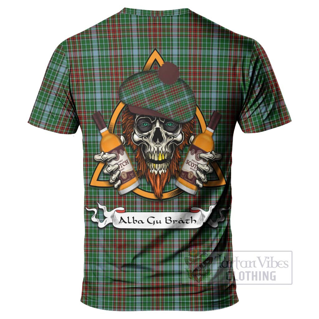 Tartan Vibes Clothing Gayre Tartan T-Shirt with Family Crest and Bearded Skull Holding Bottles of Whiskey