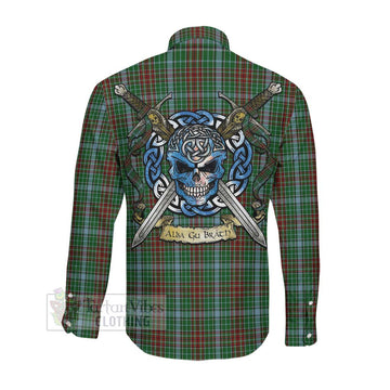 Gayre Tartan Long Sleeve Button Shirt with Family Crest Celtic Skull Style