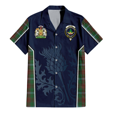 Gayre Tartan Short Sleeve Button Up Shirt with Family Crest and Scottish Thistle Vibes Sport Style