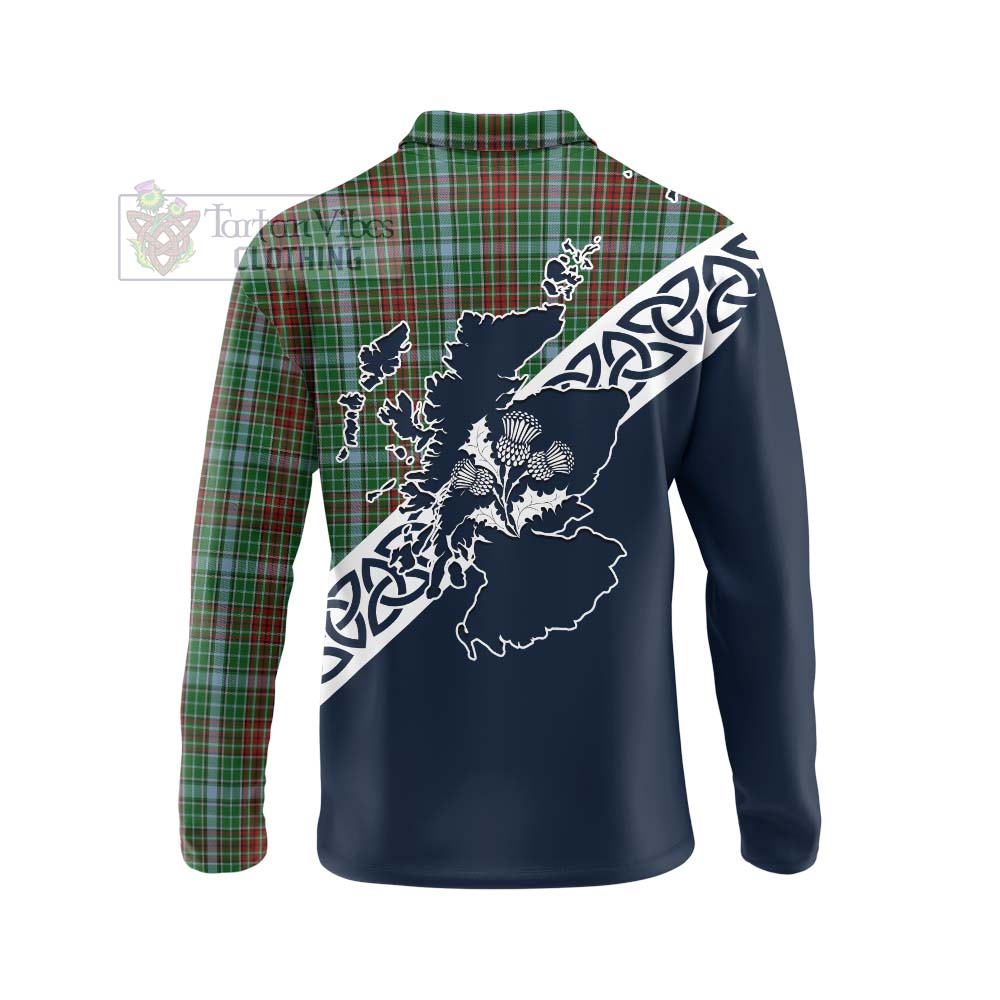 Tartan Vibes Clothing Gayre Tartan Long Sleeve Polo Shirt Featuring Thistle and Scotland Map