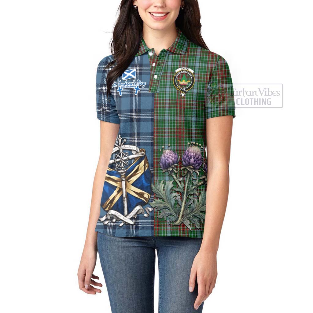 Tartan Vibes Clothing Gayre Tartan Women's Polo Shirt Happy St. Andrew's Day Half Tartan Style