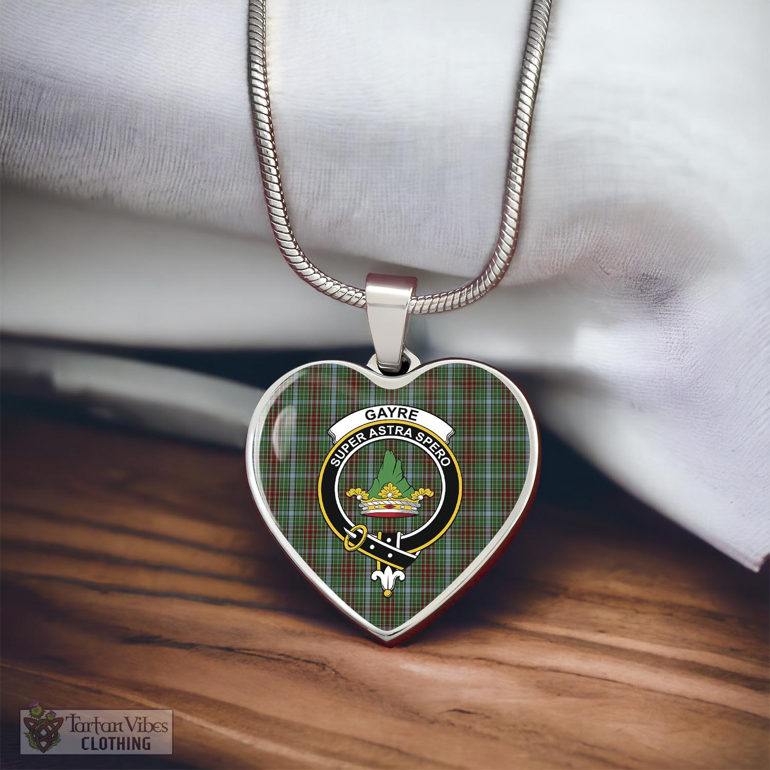 Tartan Vibes Clothing Gayre Tartan Heart Necklace with Family Crest