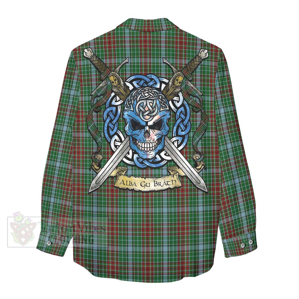 Tartan Vibes Clothing Gayre Tartan Women's Casual Shirt with Family Crest Celtic Skull Style