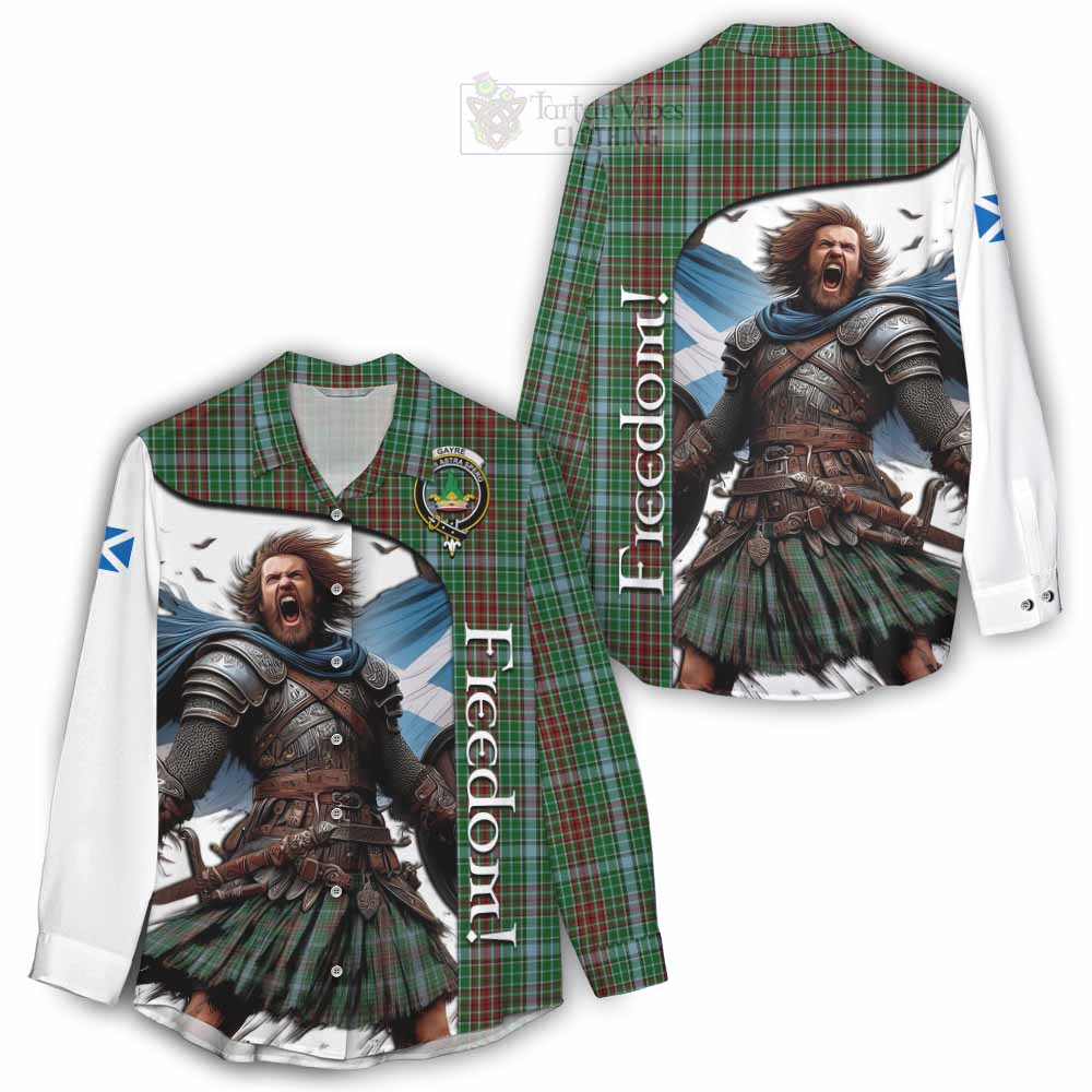 Tartan Vibes Clothing Gayre Crest Tartan Women's Casual Shirt Inspired by the Freedom of Scottish Warrior