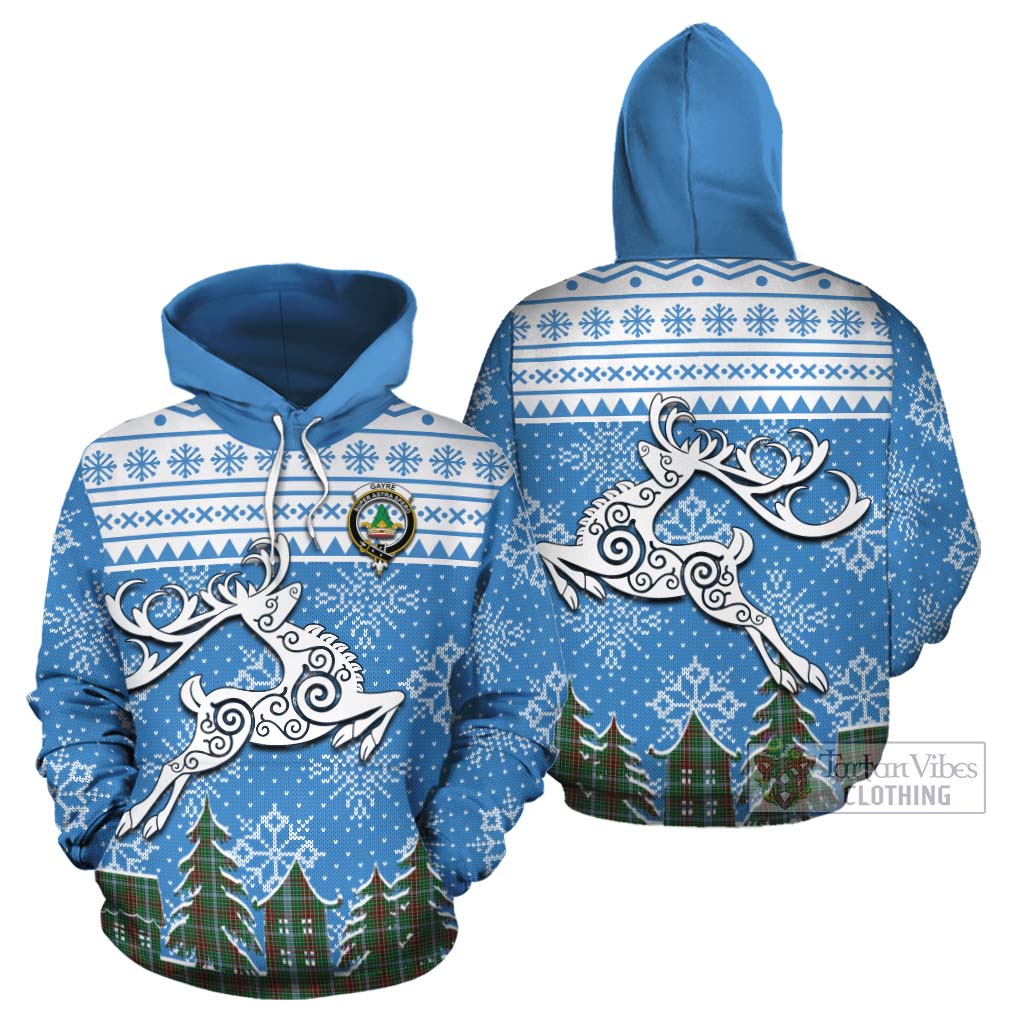 Tartan Vibes Clothing Gayre Clan Christmas Cotton Hoodie Celtic Reindeer Style