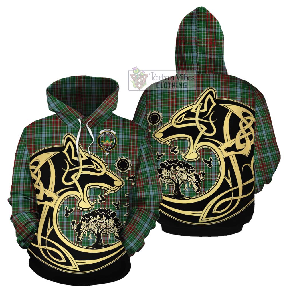 Tartan Vibes Clothing Gayre Tartan Cotton Hoodie with Family Crest Celtic Wolf Style