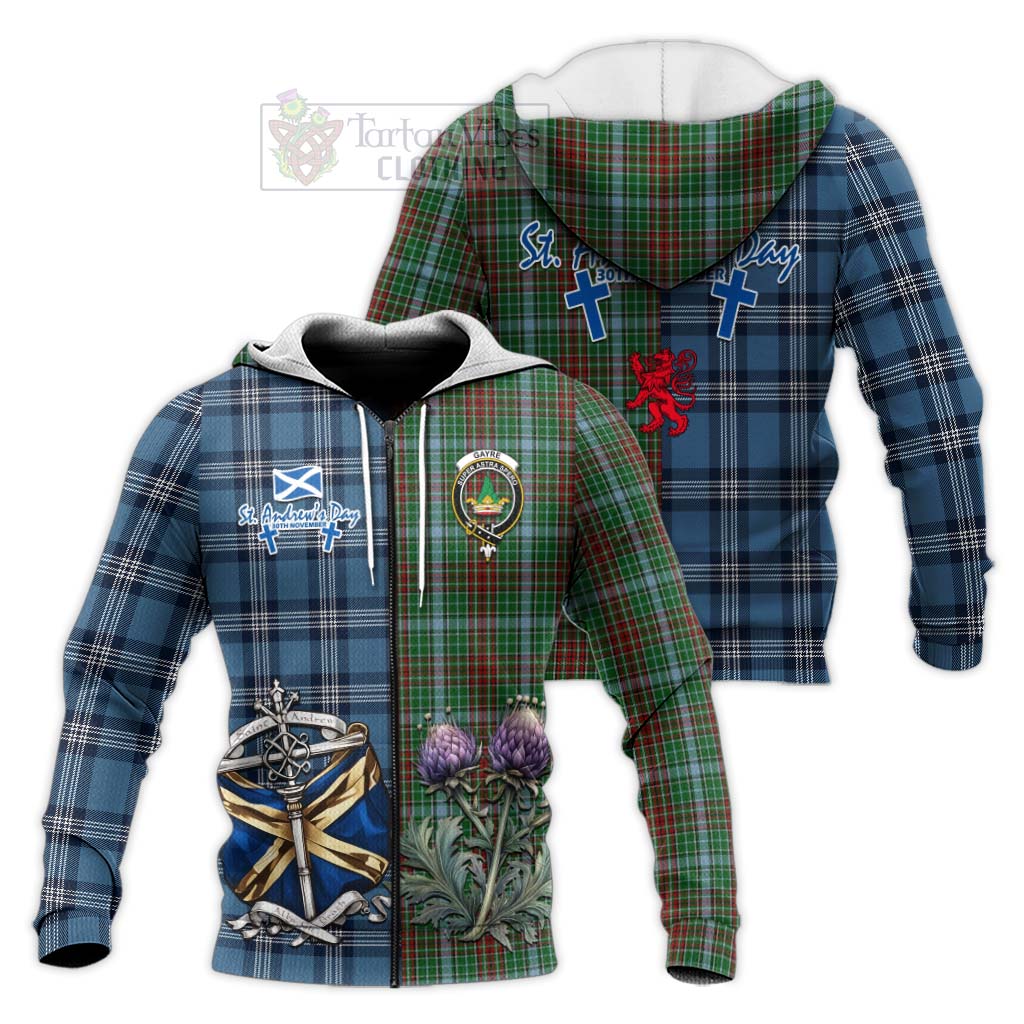 Tartan Vibes Clothing Gayre Tartan Knitted Hoodie Happy St. Andrew's Day Half Tartan Style