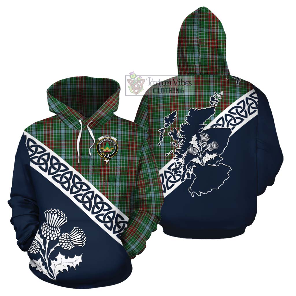 Tartan Vibes Clothing Gayre Tartan Cotton Hoodie Featuring Thistle and Scotland Map