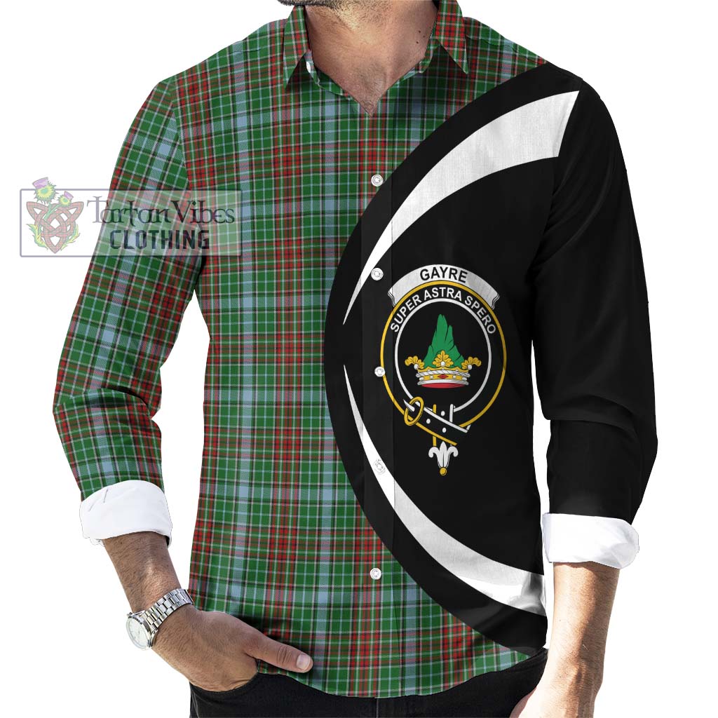 Gayre Tartan Long Sleeve Button Up with Family Crest Circle Style - Tartan Vibes Clothing