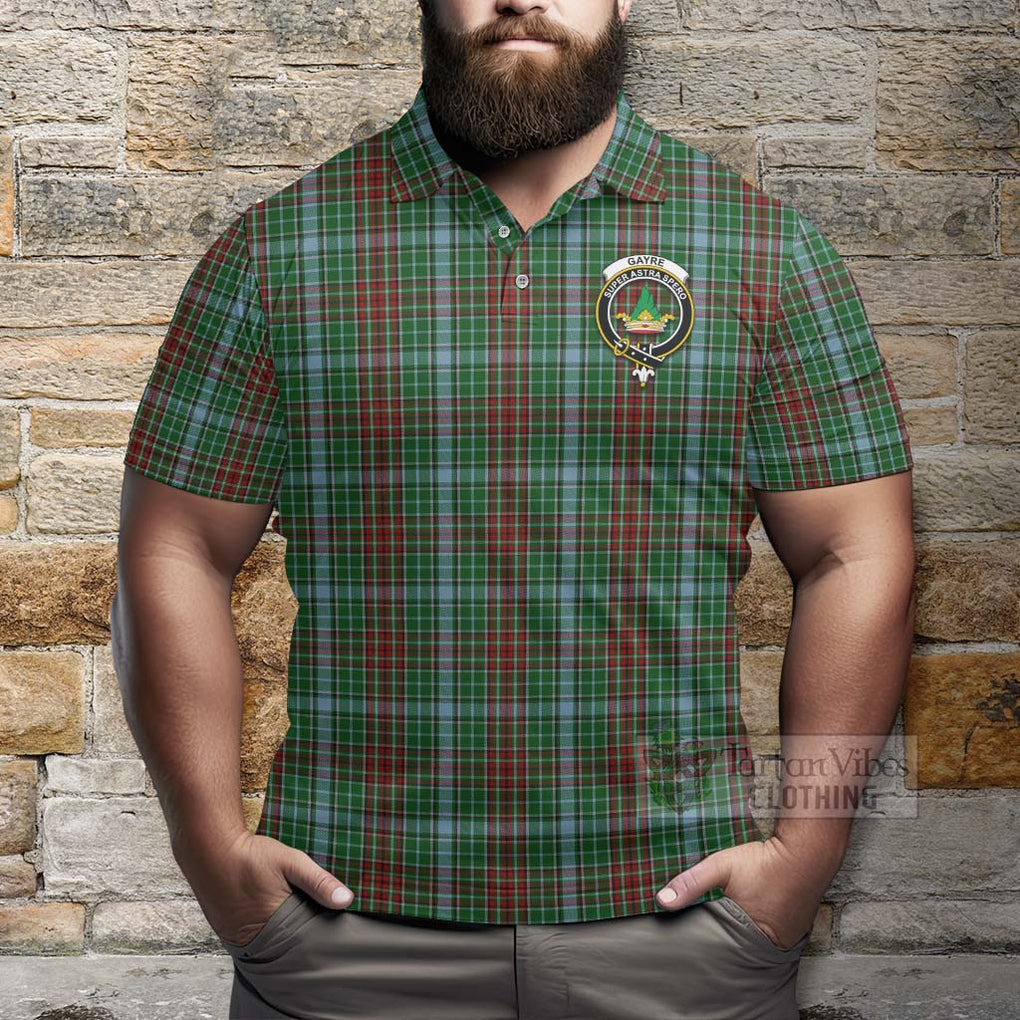 Tartan Vibes Clothing Gayre Tartan Polo Shirt with Family Crest and Bearded Skull Holding Bottles of Whiskey