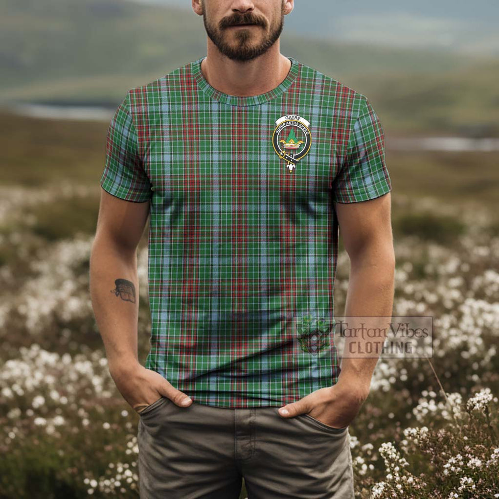 Tartan Vibes Clothing Gayre Tartan T-Shirt with Family Crest and Bearded Skull Holding Bottles of Whiskey