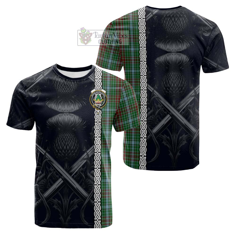 Tartan Vibes Clothing Gayre Tartan Cotton T-shirt with Family Crest Cross Sword Thistle Celtic Vibes