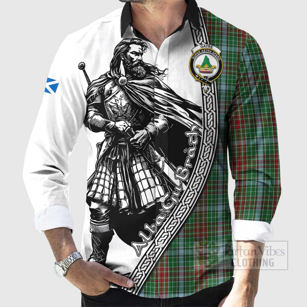 Tartan Vibes Clothing Gayre Tartan Clan Crest Long Sleeve Button Shirt with Highlander Warrior Celtic Style