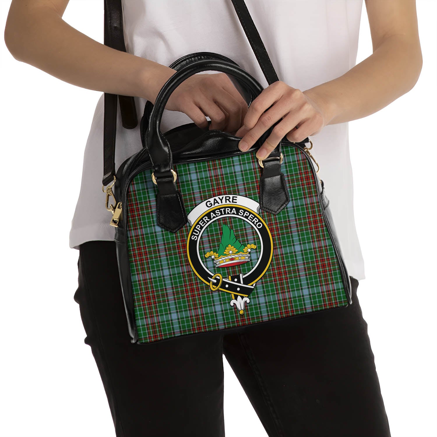 Gayre Tartan Shoulder Handbags with Family Crest - Tartanvibesclothing