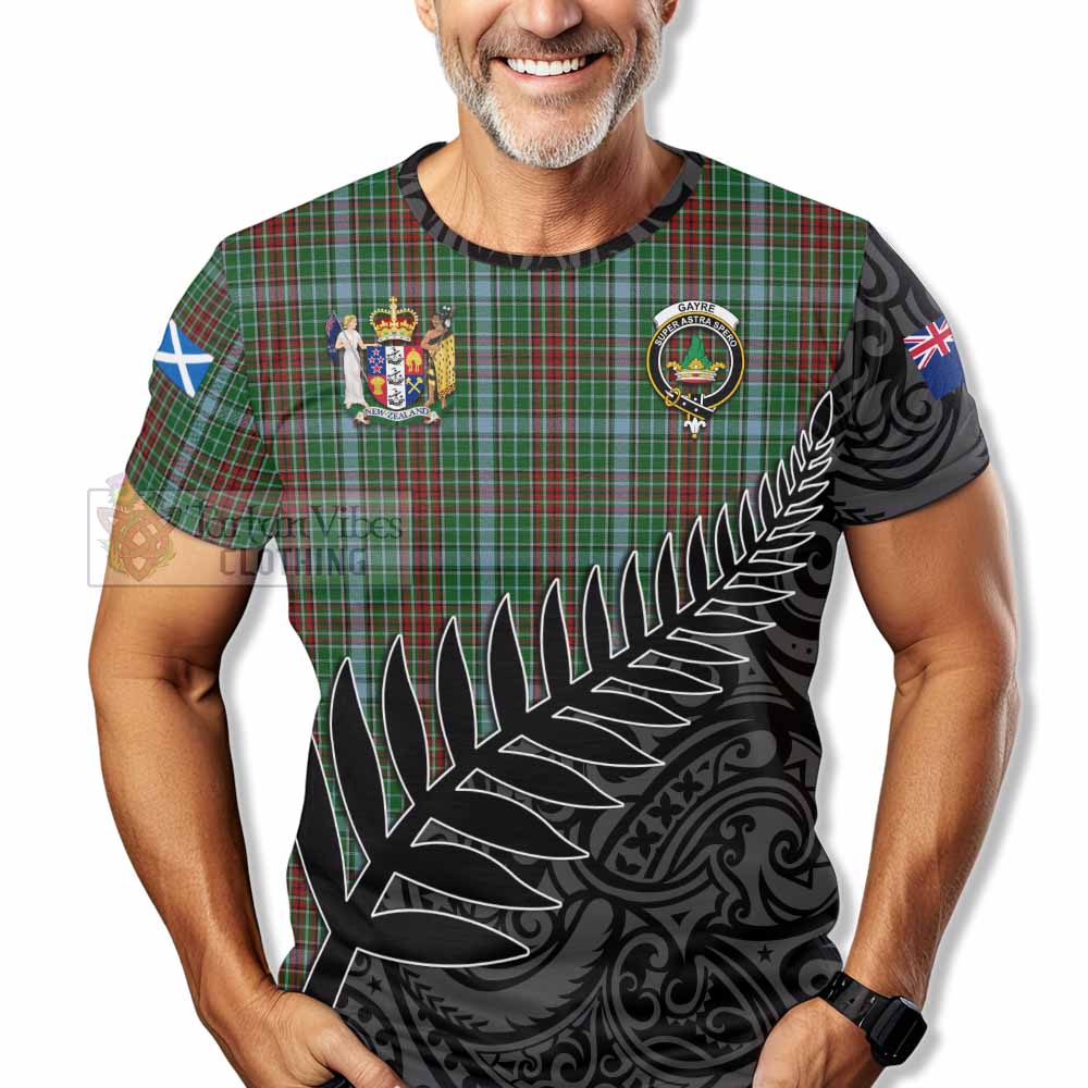 Tartan Vibes Clothing Gayre Crest Tartan T-Shirt with New Zealand Silver Fern Half Style