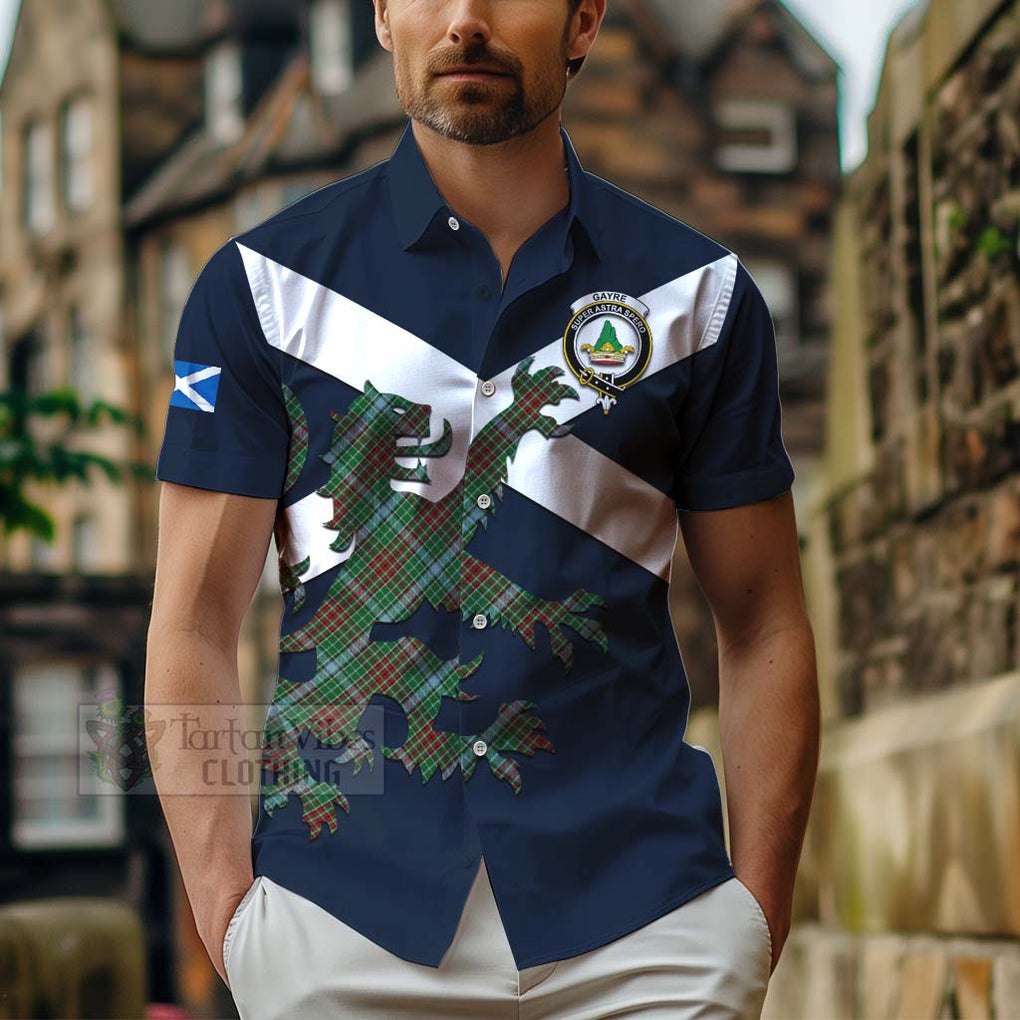 Tartan Vibes Clothing Gayre Tartan Lion Rampant Short Sleeve Button Shirt – Proudly Display Your Heritage with Alba Gu Brath and Clan Name