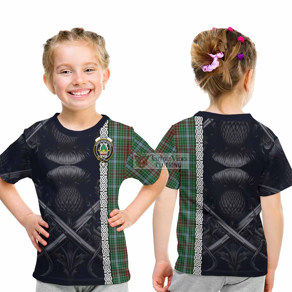 Tartan Vibes Clothing Gayre Tartan Kid T-Shirt with Family Crest Cross Sword Thistle Celtic Vibes